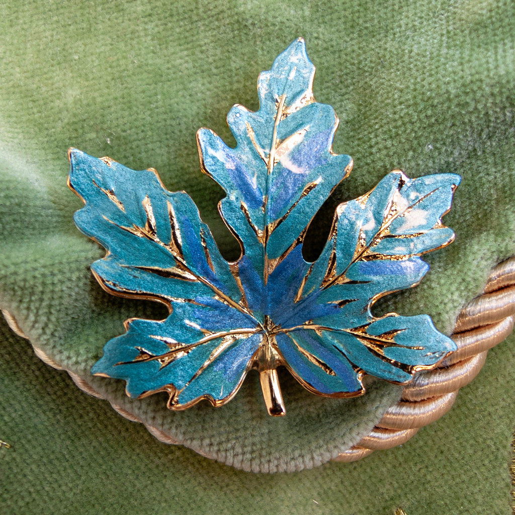 Blue Leaf Brooch