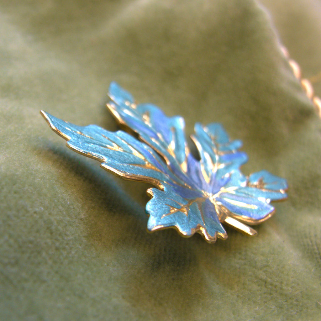 Blue Leaf Brooch